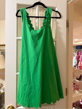 J. Crew Factory Bright Green Scallop-Edge Sleeveless Dress